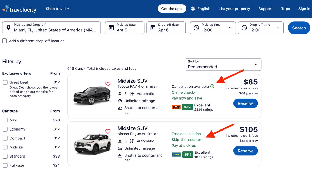 car rental search engines