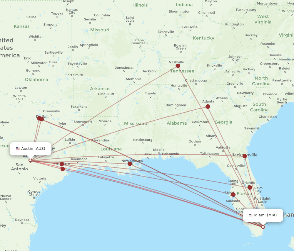 austin to miami flights