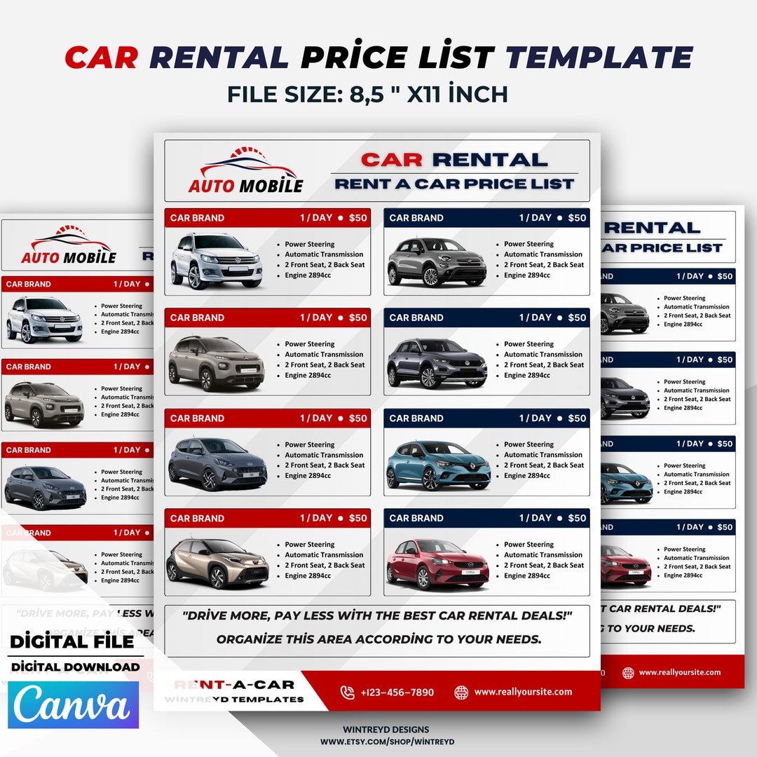 car rental price list