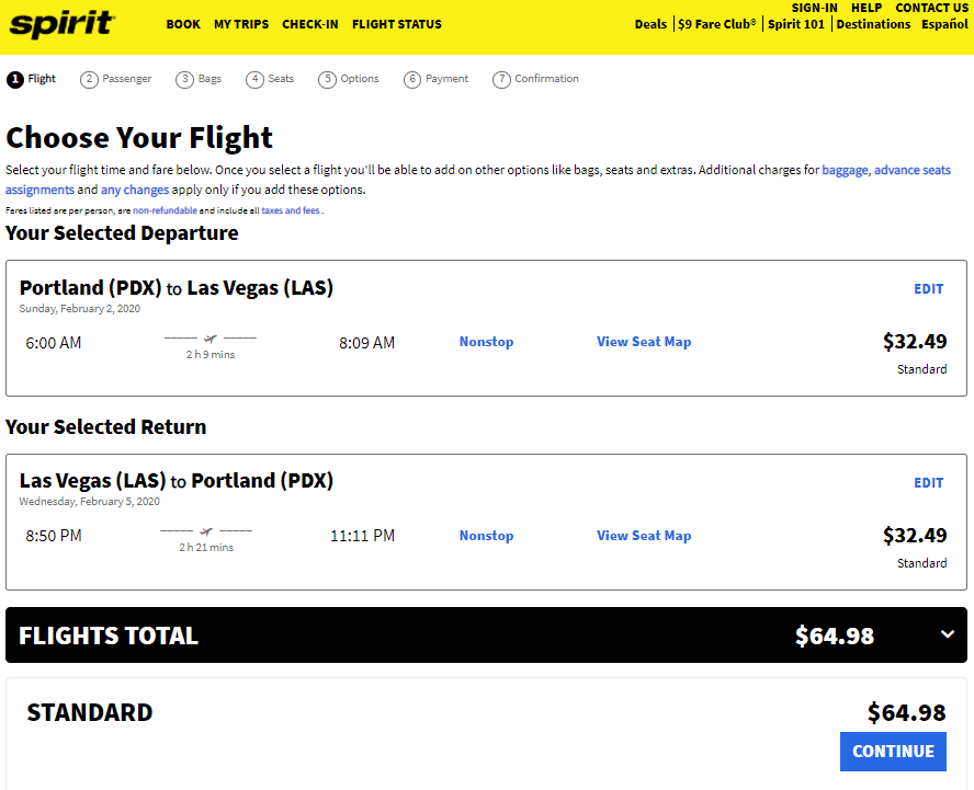 airfare to las vegas from pdx
