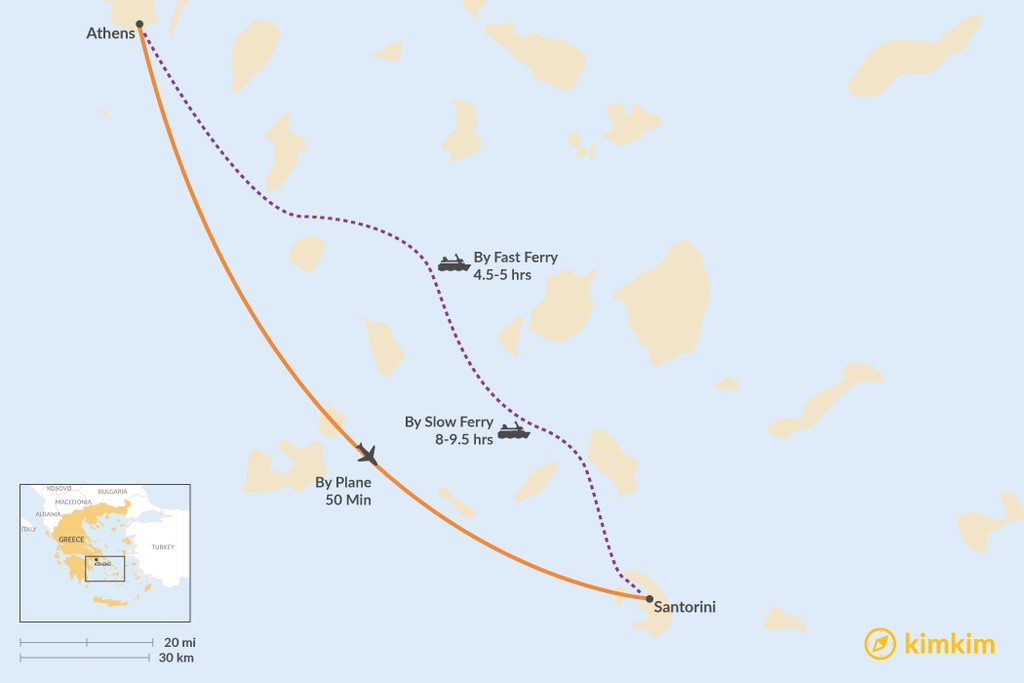 flights from athens greece to santorini island