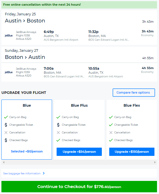 airfare austin to boston