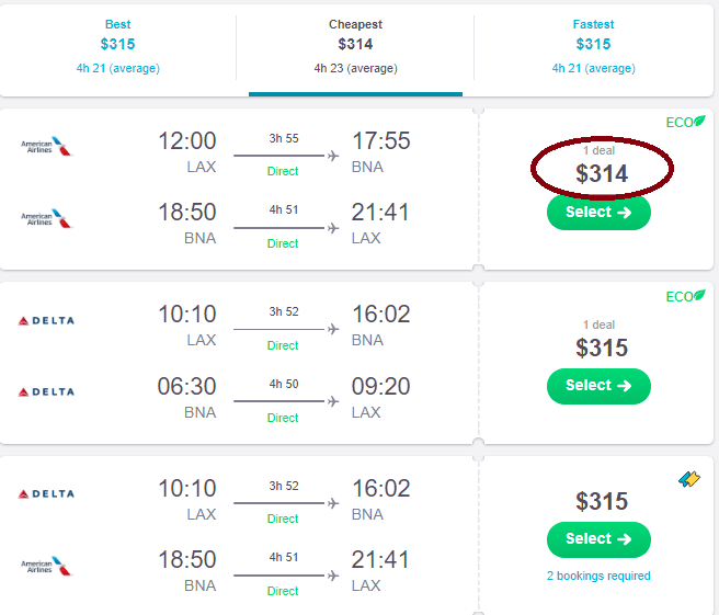 compare flight prices