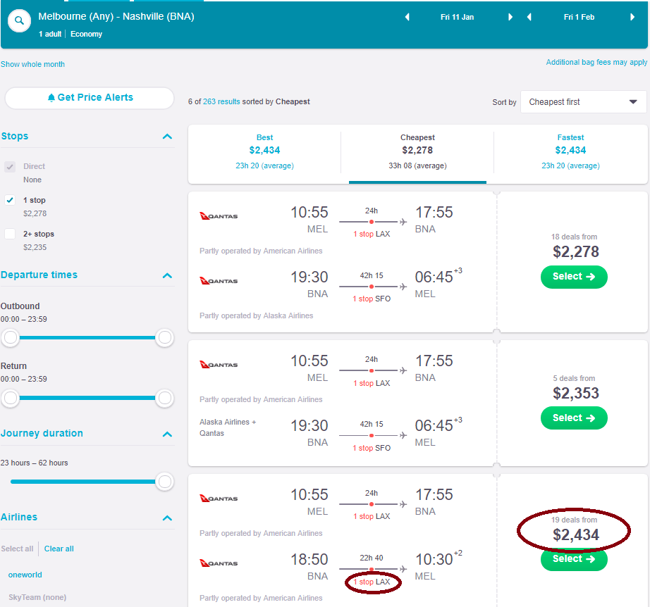 compare flight prices