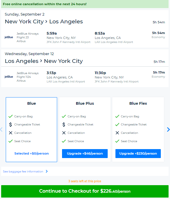 airline tickets from lax to new york