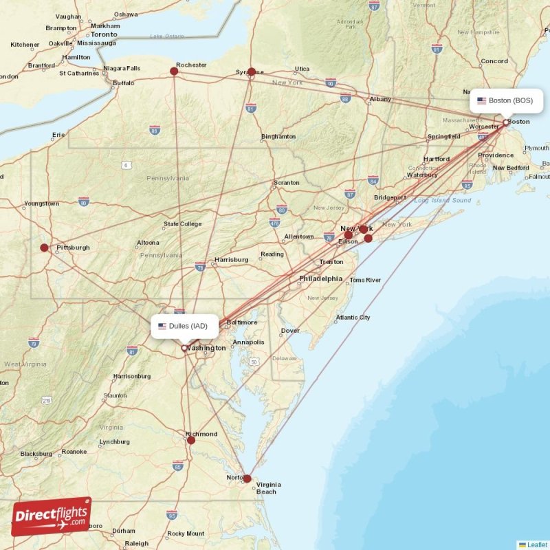 washington dulles to boston